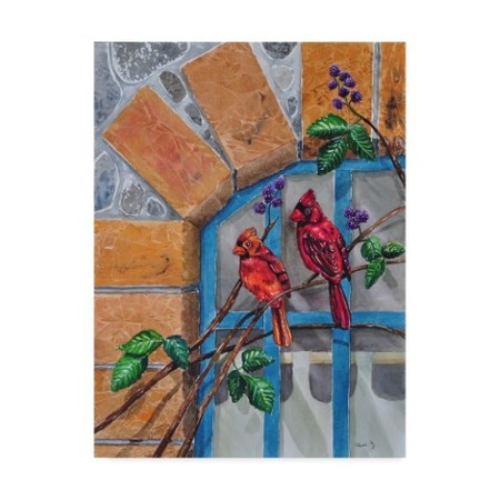 Charlsie Kelly 'Cardinals On Branch' Canvas Art,14x19